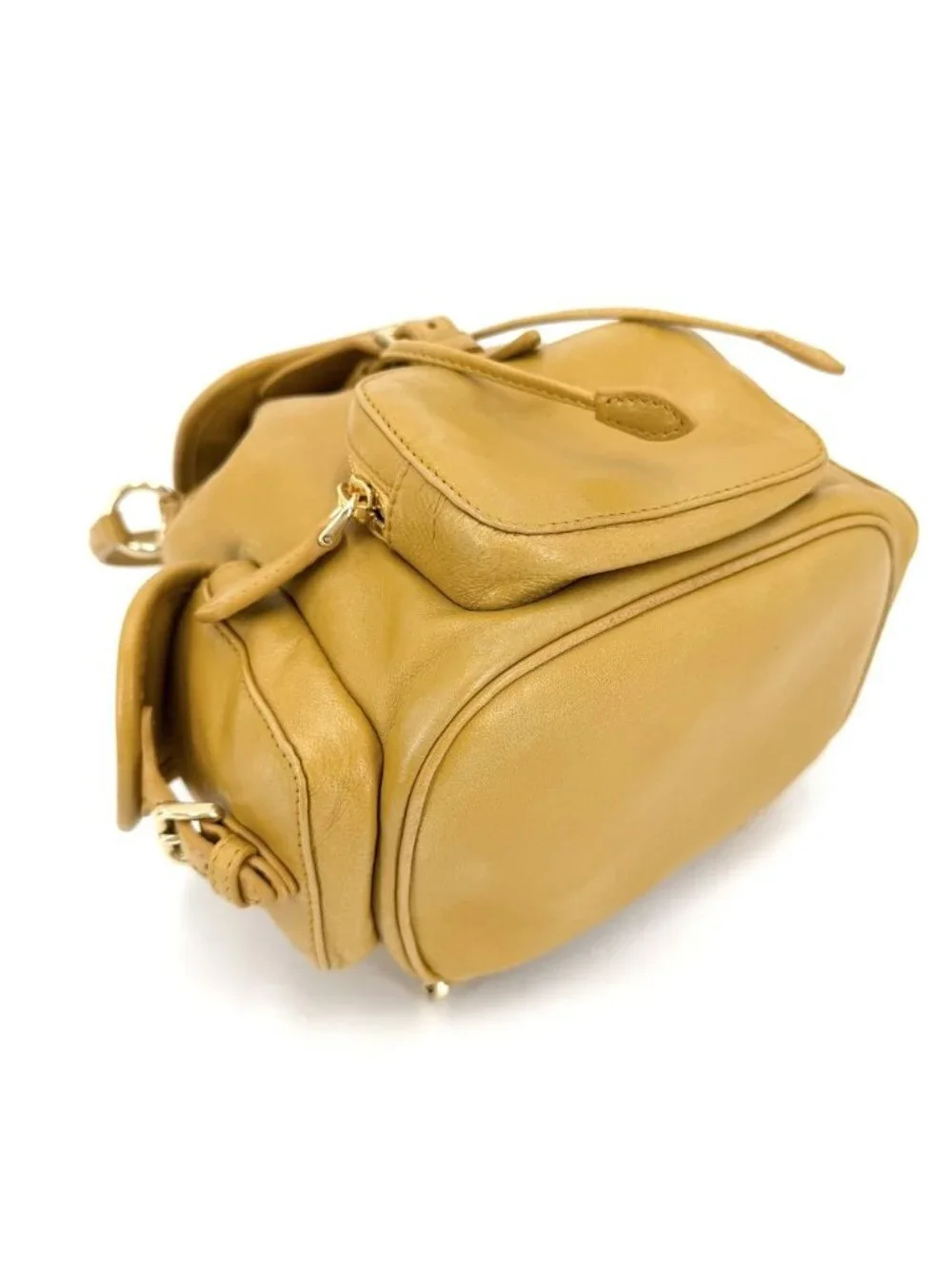 Miu Miu 2-Way Backpack Handbag Mustard Miu Miu Leather Yellow Gold Vintage